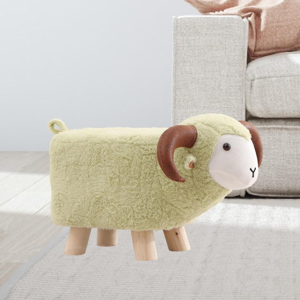 Animal Footstool Footrest Ottoman Soft Non Slip Feet Multifunctional Home Decor Kids Stool for Playroom Indoor Living Rooms, Green