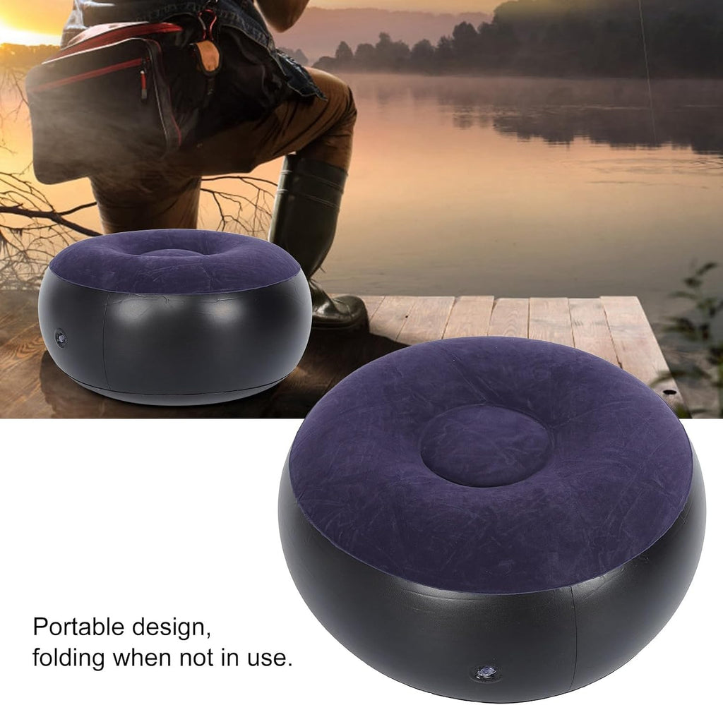 Inflatable Ottoman, Portable Outdoor Camping Chair Sofa Inflatable Flocking Stool Footrest, Flexible Foot Stools for Car, Living Room, Office, Patios or Small Apartment