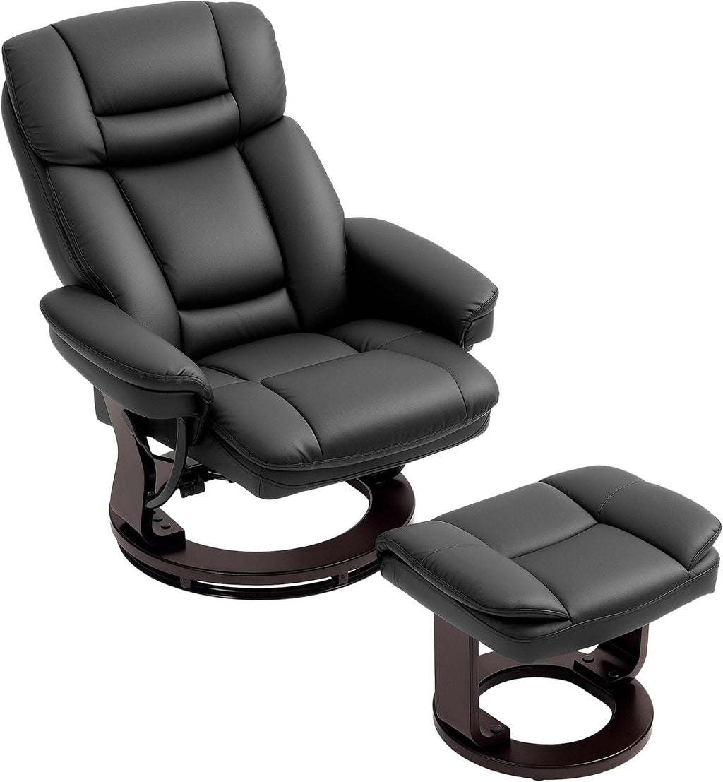 Faux Leather Recliner Chair with Ottoman Set