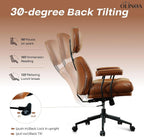 OLINOA PU Leather Office Chair High Back Ergonomic Desk Chair with Lumbar Support Mid-Century Executive Computer Chair with Wheels for Home Office, Brown