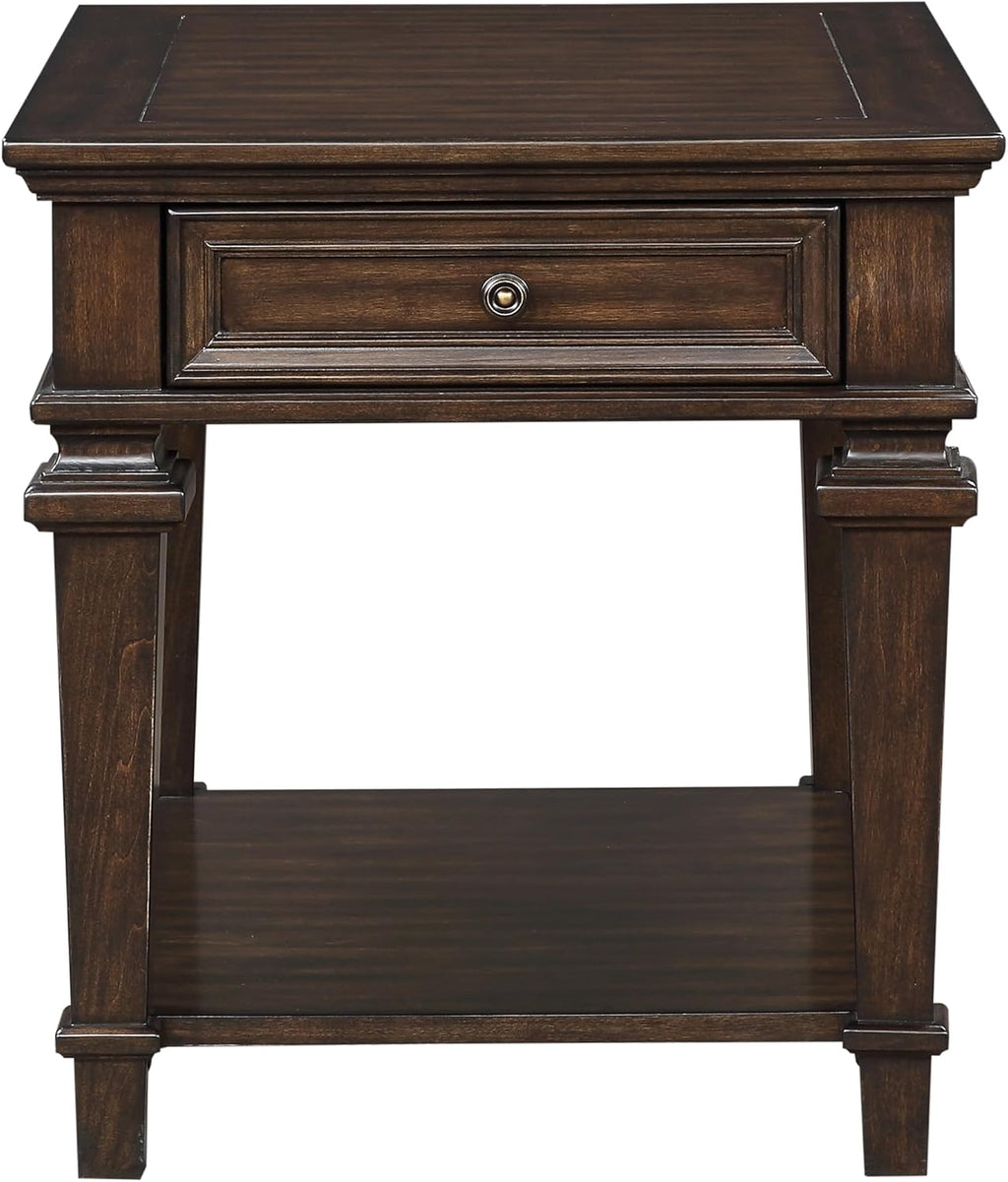 End Table with Storage Drawer Espresso Living1pc