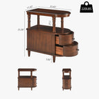 Narrow End Table Set of 2 with 2 Storage Drawers, Vintage Sofa Beside Table, Wood Slim SideTable for Living Room,Saving-space, 23.4“L x 11.4"W x 25.3"H, No-Tools Assembly, Cherry Walnut BG-A508-CY