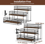 Nuovoware Coffee Syrup Organizer, 3-Tier 12 Bottles Bar Organizer, Separable Metal Rack with Wooden Base Whiskey Wine Dressing for Countertop Kitchen Coffee Bar, Black