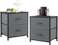 Fabric Dresser 2 Drawers, Nightstands with Adjustable Feet, End Table for Bedroom, Set of 2 - Modern Storage Cabinets