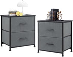 Fabric Dresser 2 Drawers, Nightstands with Adjustable Feet, End Table for Bedroom, Set of 2 - Modern Storage Cabinets