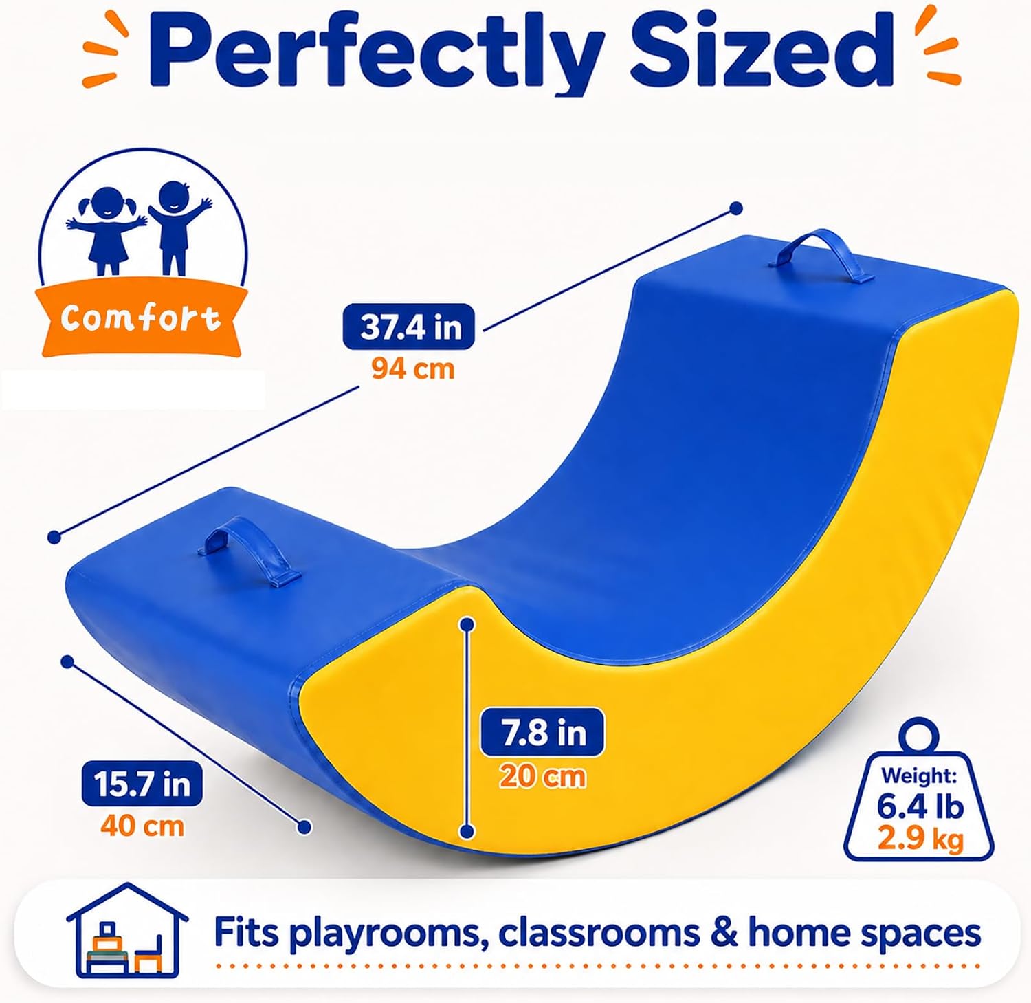 Sensory Rocking Chair with Waterproof PU Cover,High-Density Foam Portable Sensory Chair for Kids-Classroom Rocker for Focus & Engagement