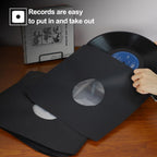 YVW 50Pcs Vinyl Record Inner Sleeves, Black Kraft Paper Record Sleeves with Poly Lined for 12" Records, Comer Cut Design Acid Free Album Covers, Vinyl Record Album Covers LP Jacket Protective