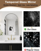 24x36 Inch Arched Bathroom Mirror, Wall Mounted Arch Vanity Mirror for Over Sink, Tempered Glass, Brushed Nickel Aluminum Frame, for Bathroom Bedroom Entryway Living Room