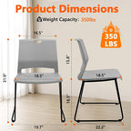 KLASIKA Stackable Guest Reception Chairs, Stacking Office Chair with Ergonomic Lumbar Support & Metal Legs, Plastic Desk Chairs for Conference School Church Waiting Meeting Break Room Set of 8, Gray