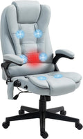 Vinsetto 6 Point Vibrating Massage Office Chair with Heat, Microfiber High Back Executive Office Chair with Reclining Backrest, Padded Armrests and Remote, Light Gray