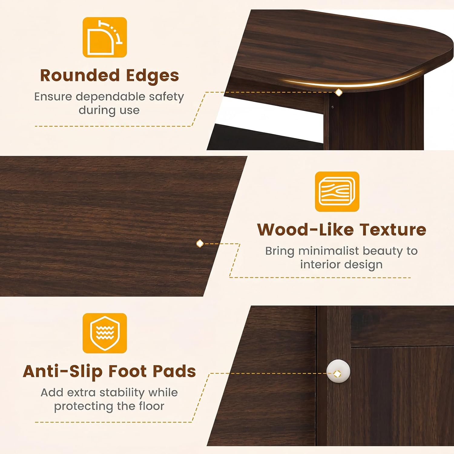 Giantex Oval Coffee Table, 47" Mid Century Modern Center Table with Storage Shelf & Round Corner, 2-Tier Accent Cocktail Tea Table, Wood Coffee Table for Living Room, Small Spaces (Espresso)