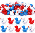 JUNEBRUSHS 120 Pcs Patriotic Ducks Mini Resin Ducks Figures 4th of July Decor Red White Blue Mini Resin Ducks for 4th of July Vase Filler Gifts Tabletop Micro Landscape Party Home Decorations