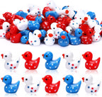 JUNEBRUSHS 120 Pcs Patriotic Ducks Mini Resin Ducks Figures 4th of July Decor Red White Blue Mini Resin Ducks for 4th of July Vase Filler Gifts Tabletop Micro Landscape Party Home Decorations