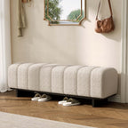 Cozy Tufted Boucle Bench Steady Black Base Support Multi Room Home Daily Seating Requirement