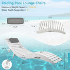 LETKIND Folding Pool Lounge Chairs Set of 2, Pre-Assembled HDPE Lounge Chair in-Pool Use, Patio Chaise Lounge Chair with Cup Holder Ideal for Hotel, Poolside, Beach & Sun Decks, White