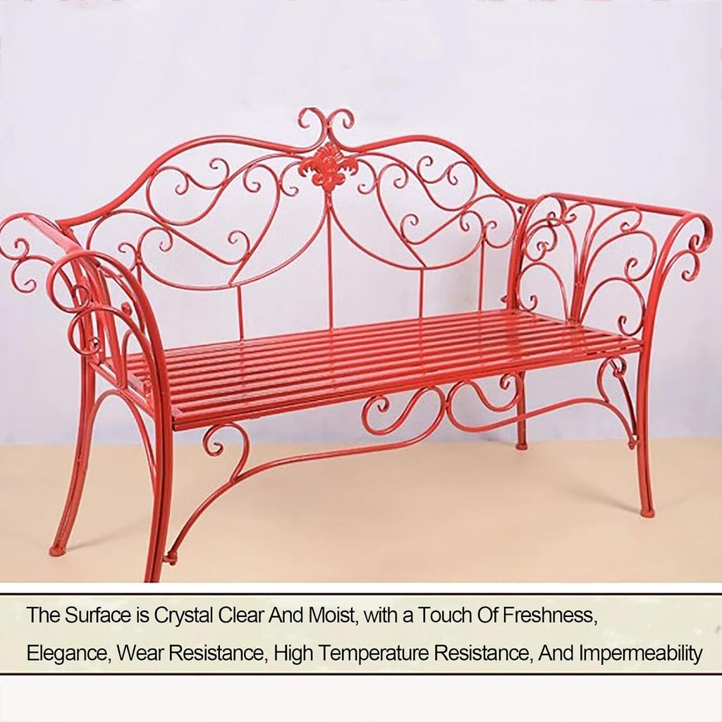 Bench，Outdoor Bench，Garden Bench Butterfly Cast Iron Metal with Armrests for Garden, Park,Yard, Patio, Porch(Yellow)