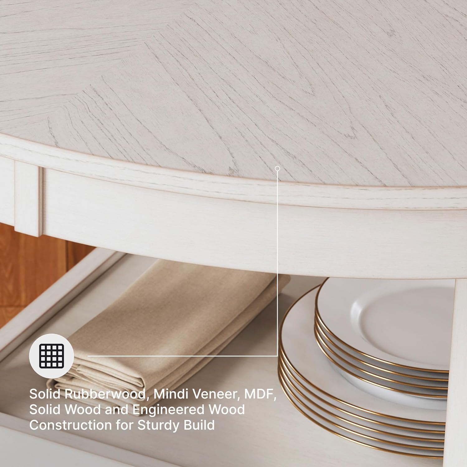 Signature Design by Ashley Erinberg Casual Counter Height Dining Table and 4 Armless Upholstered Bar Stools with Footrest and 2 Shelves, Set of 5, White & Light Gray