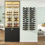 IBUYKE Wall Mounted Wine Rack 12 Bottle,Metal Wine Bottle Holder for Wine Bottles, Liquor, Champagne,DIY Wall Wine Rack for Home Bar Storage and Display,Black,UTMJ909B