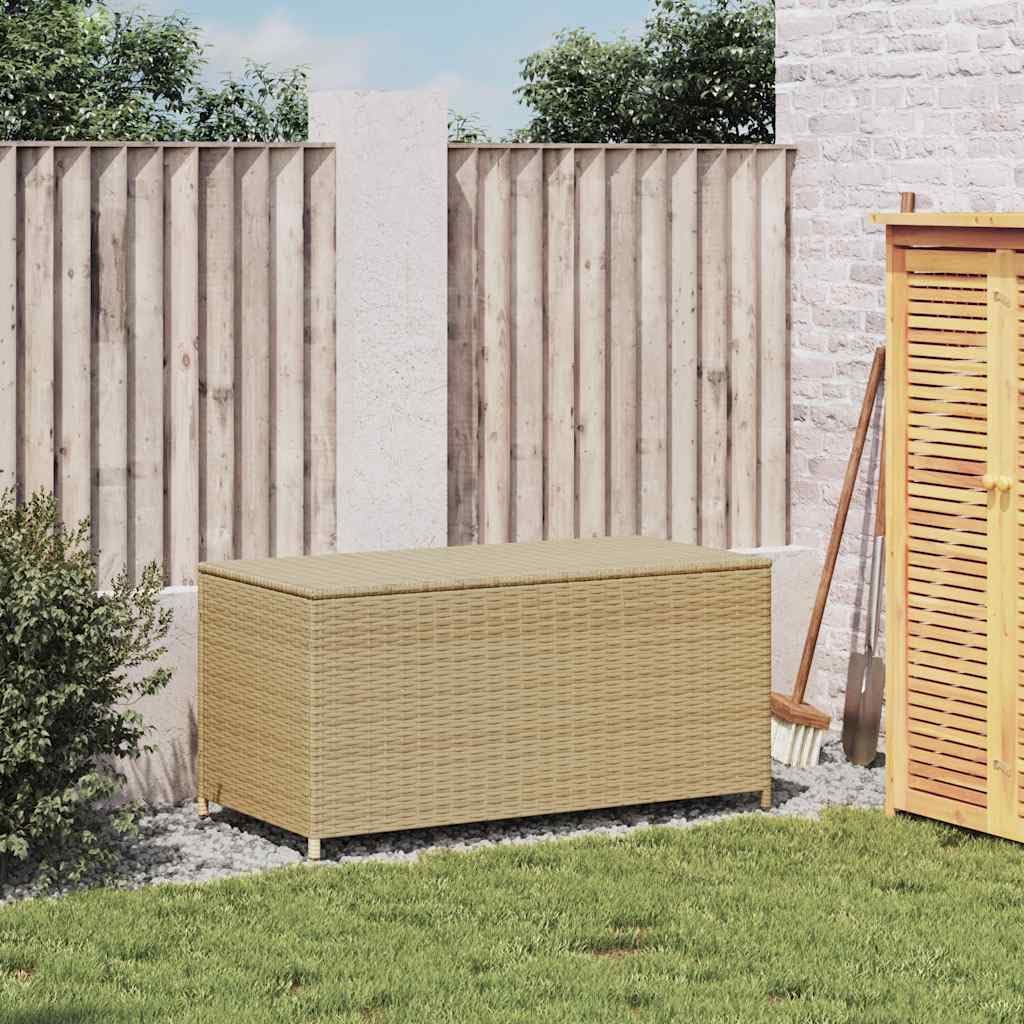 Garden Storage Box Outdoor 50.2 Gal Resin Wicker Bench with Lid and Lockable Seat for Patio, Deck, Backyard, and Porch Cushion Organizer Weather Resistant