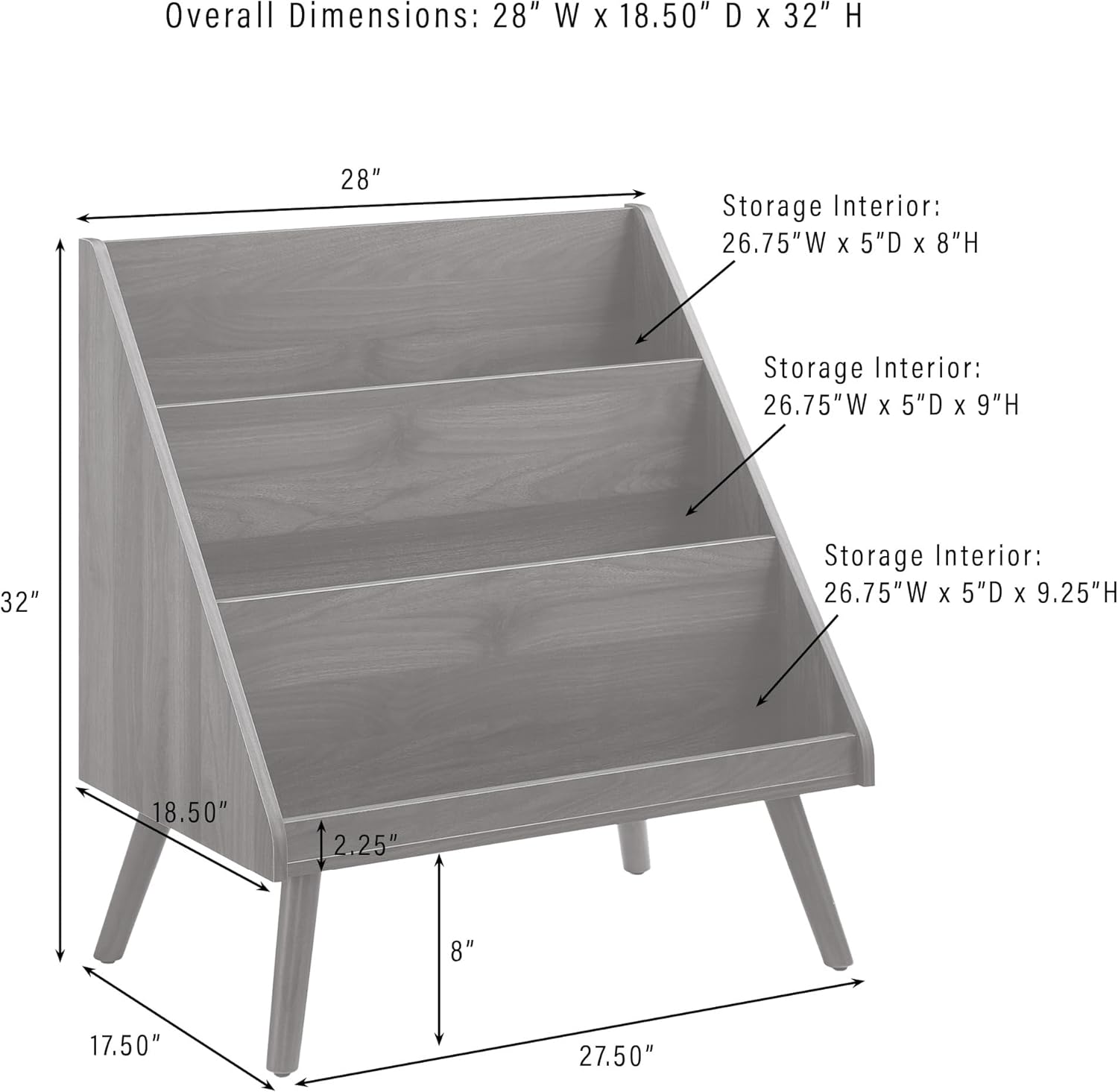Crosley Furniture Liam Medium Mid-Century Modern Vinyl Record Storage Stand, Media Console for Records, Walnut