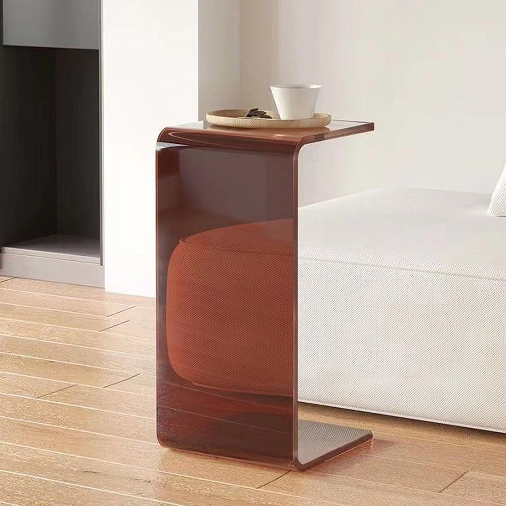 Acrylic C-Shaped End Table, Clear Side Tables for Living Room, Coffee/Drink/Food/Snack Table for Couch, Bedside Nightstand(B,30 * 30 * 55CM)