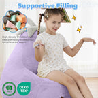 DUMOS Kids Bean Bag Chair, Stuffed Toddler Couch with Faux Rabbit Fur Cover for Teens & Kids, Comfy Lazy Sofa Chair for Reader, Living Room, Bedroom, Aged 4-12 Years, 31 Inch, Purple