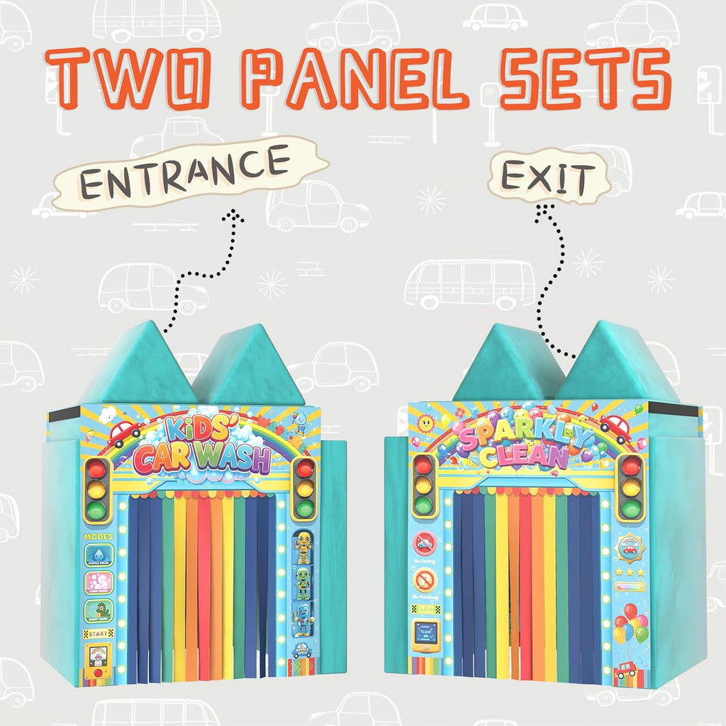 Play Panel for Kids Play Couch Foam Sofa Childrens Home Play Modular Couch (Sofa not Included) - Car Wash 3D Style - Set of 2 (Entrance & Exit)