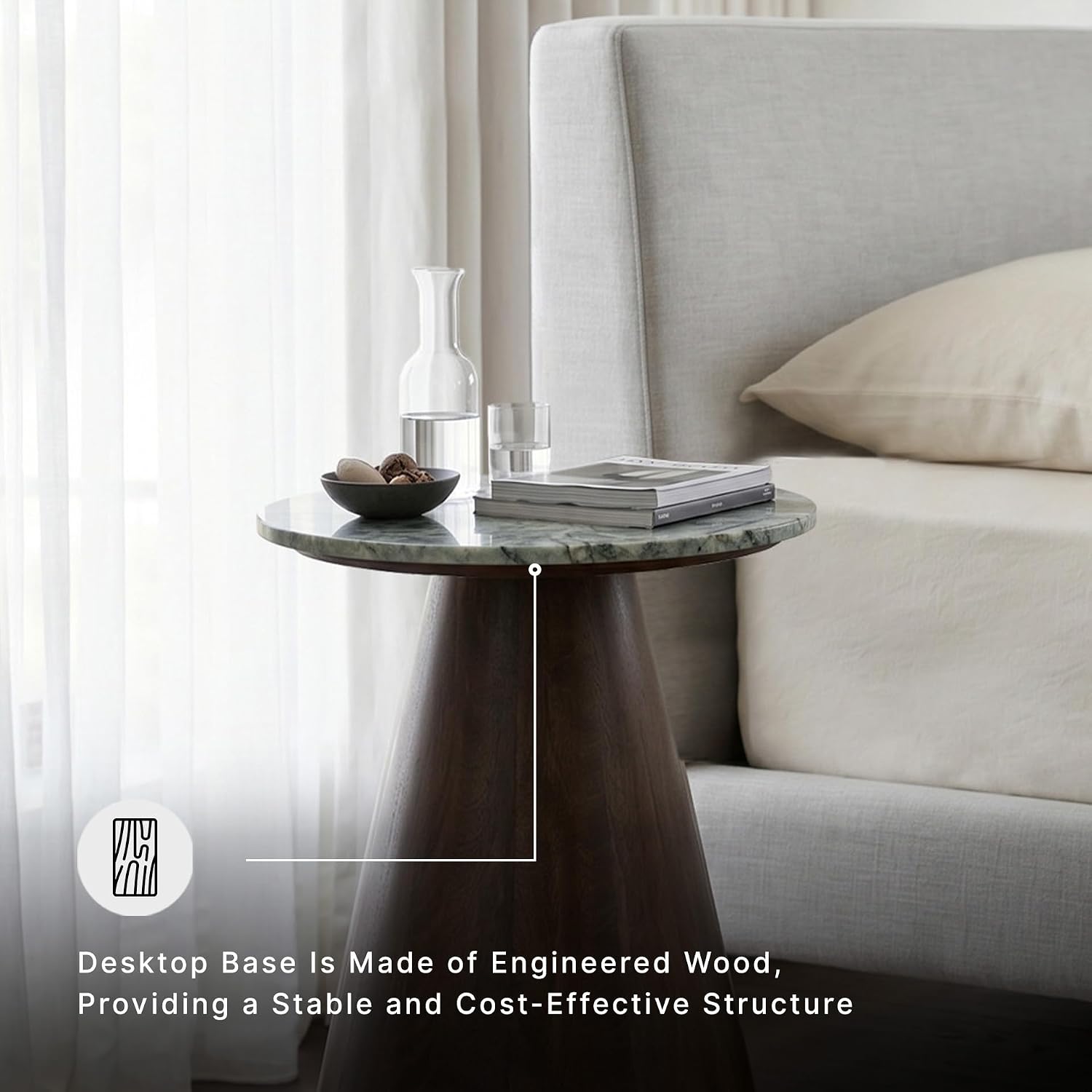 Signature Design by Ashley Waltnor Casual Accent Table with Marble Top, Gray & Dark Brown