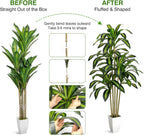 5FT Artificial Dracaena Tree - Tall Faux Dracaena with White Planter, Artificial Plants Indoor, Fake Plant Build Boho-Chic Basket, Fake Tree for Outdoor Home Office Decor