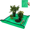 Repotting Mat for Indoor Plants, Green, Thickened PE, 26.8x26.8 Inch, Waterproof Portable Potting Tray for Transplanting and Dirt Control
