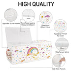 Extra Large Collapsible Toy Box with Lids, Sturdy Storage Organizer, 38"x16"x13" Toy Chest for Playroom, Nursery, Bedroom, Living Room (Rainbow and Stars)