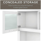Bush Home Somerset 72W 3 Position Sit to Stand L Shaped Desk with Hutch and File Cabinet in White