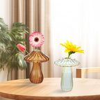 Glass Mushroom Vase, Mini Mushroom Vase, Flower vase, Creative Mushroom Glass Vase Plant Hydroponic Art Plant Table Vase (4 Color)
