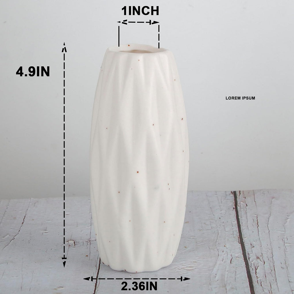 Set of 4 Small White Ceramic Vases Table Flower Vase Modern Decorative Vases for Pampas Grass, Small Vase for Home Living Room Dining Table Farmhouse Office Decor-4.9inch High