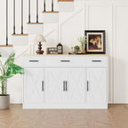 Shintenchi Buffet Cabinet with Storage,53.4" Large Kitchen Storage Cabinet with 3 Drawers and 4 Doors,Wood Farmhouse Buffet Sideboard with Adjustable Shelf for Kitchen Living Room, White
