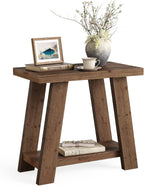 LITTLE TREE Solid Wood End Table, Small Side Table with 2-Tier Storage Shelf for Living Room, Rectangular Side Table for Couch, Bedside Table for Bedroom, Easy Assembly