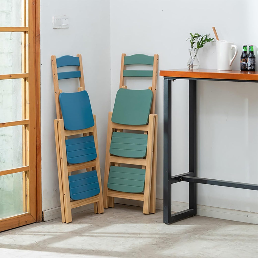 Solid Wood Folding Bar Stool Height Foldable Stool Tall Stool 3 Step Multifunction Indoor Ladder Stool Portable Foldable Stool Step Stool For Household Kitchen Bathroom Storage Shelf(Wood color)