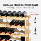 VEVOR 8-Tier 72 Bottles Stackable Modular Wine Rack, Freestanding Wines Holder Display Shelf, Solid Bamboo Wood Storage Racks, Wobble-Free Shelves for Kitchens, Dining Rooms, Cellars, Natural Color