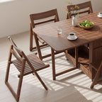 4 Walnut Solid Wood Folding Chairs