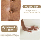 24Inch Round Storage Ottoman, Set of 2, Modern PU Leather Coffee Table with Removable Top, Upholstered Ottoman with Storage Footrest Stool for Living Room, Bedroom (Brown)