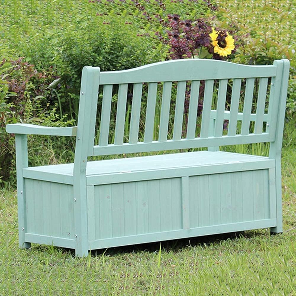 Terrace Park Benches Outdoor Storage Bench, Weatherproof Solid Wood Bench, Double Courtyard Bench with Backrest and Armrests, for Storing Gardening Tools/Outdoor Supplies,
