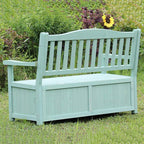 Terrace Park Benches Outdoor Storage Bench, Weatherproof Solid Wood Bench, Double Courtyard Bench with Backrest and Armrests, for Storing Gardening Tools/Outdoor Supplies