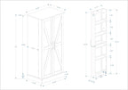 50" LED Kitchen Pantry Storage Cabinet Food Cabinet Freestanding Buffet Cupboards Sideboard with 2 Doors with Racks and Shelves for Small Space in Kitchen, Living Room and Dinning Room