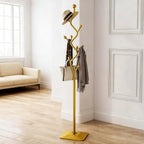 Gold coat rack,Coat Tree Freestanding heavy duty with 8 Hooks and Sturdy Metal Base for Coat Hats Purses,Tree-shaped Coat Stand for Entryway,Bedroom