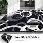 YIHOUSE Washable 2x8 Hallway Runner Rug Non Slip, Black and White 8ft Rug Runners for Bathroom Kitchen Non Skid, Geometric Circle Modern Carpet Runner for Entryway Bedroom