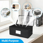 8 Pack Durable Fabric DVD Storage Box with Clear PVC Lid, Holds 25 Standard DVD Cases, Sturdy Non-Woven Fabric with Cardboard Support for Movie Collection, Black
