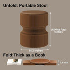 Accordion Folding Stool, Modern Kraft Paper Honeycomb Ottoman, Collapsible Portable Footrest Stool, Fold Up Under Desk Seat for Office Entryway Living Room Small Space (15 Inch, Brown)