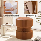 Accordion Folding Stool, Modern Kraft Paper Honeycomb Ottoman, Collapsible Portable Footrest Stool, Fold Up Under Desk Seat for Office Entryway Living Room Small Space (15 Inch, Brown)