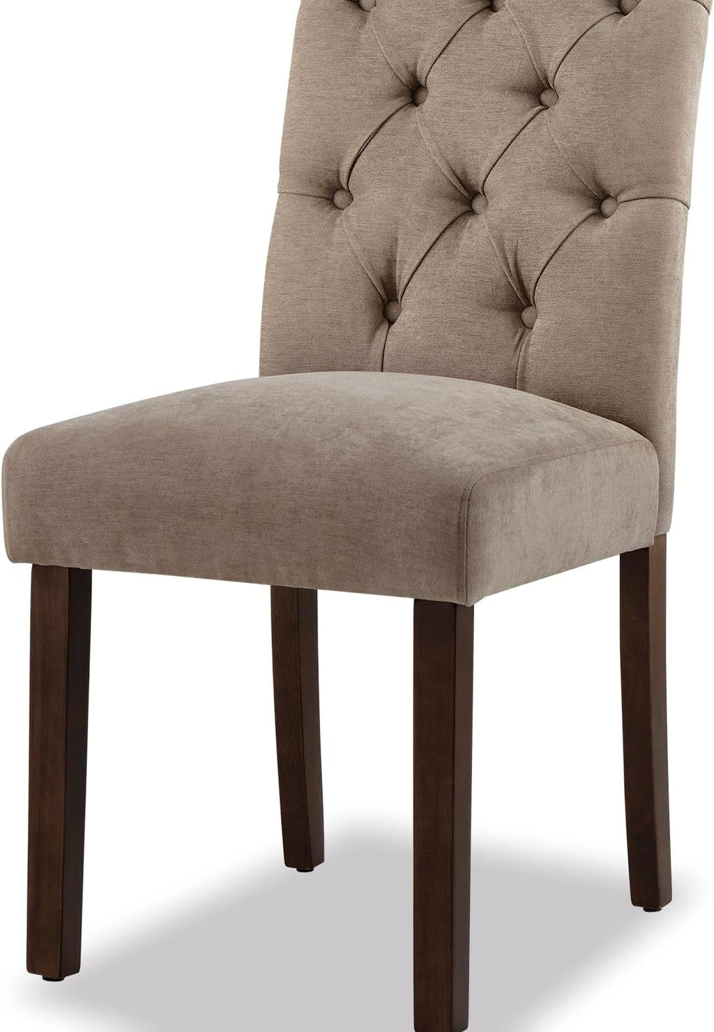 Dining Chairs Set of 2, Button Tufted Parsons Upholstered Chairs with Solid Wood Legs, Mordern Fabric Kitchen Chairs for Dining Room