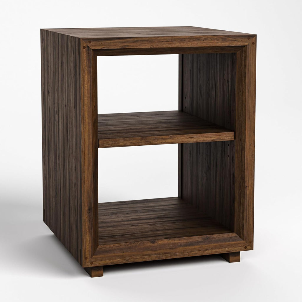 Stickley Saranac Side Table, End Table, Solid Rustic Walnut, Sustainable Construction, Open Back, Adjustable Shelf, Sled Base, 19in W x 18in D x 26in H, Made in USA